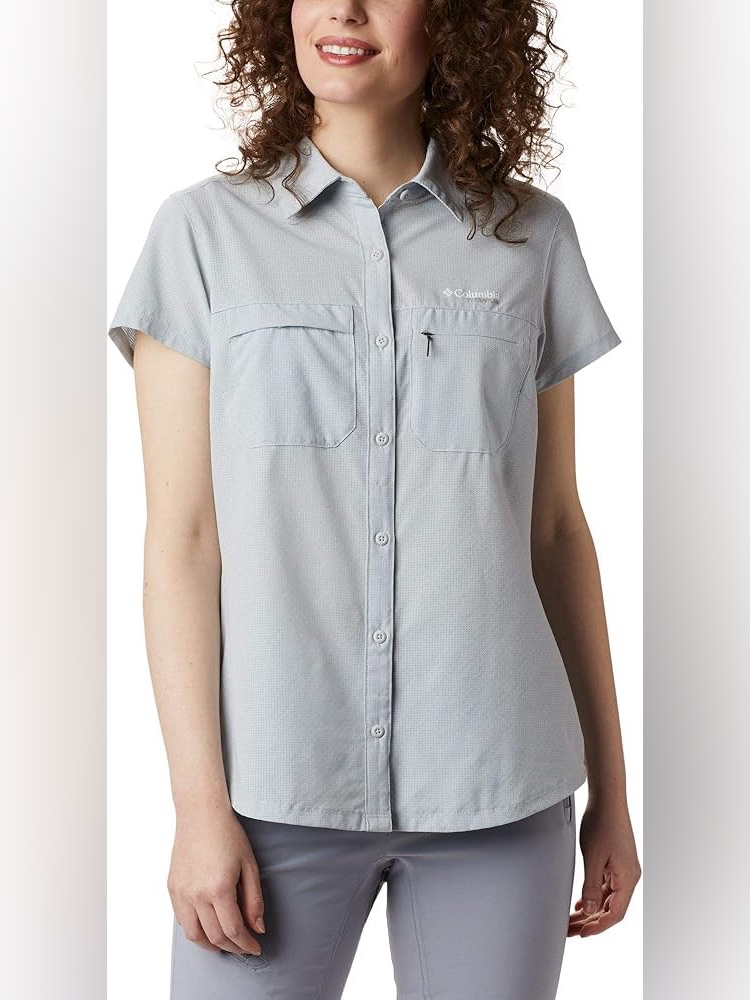 New Columbia Titanium Irico Short Sleeve Shirt Women Large Vented Outdoor Hiking